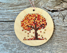 Load image into Gallery viewer, Autumn leaves cross stitch ornament kit