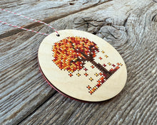Load image into Gallery viewer, Autumn leaves cross stitch ornament kit