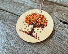 Load image into Gallery viewer, Autumn leaves cross stitch ornament kit