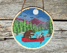 Load image into Gallery viewer, Canoe Friends cross stitch kit