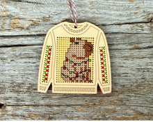 Load image into Gallery viewer, Carl capybara ugly sweater cross stitch kit