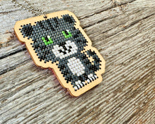 Load image into Gallery viewer, Charcoal cat DIY laser cut wood cross stitch kit