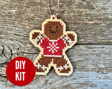 Load image into Gallery viewer, Gingerbread boy ornament cross stitch kit