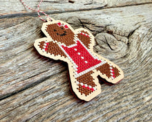 Load image into Gallery viewer, Gingerbread girl ornament cross stitch kit