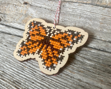 Load image into Gallery viewer, Monarch butterfly laser cut wood cross stitch kit