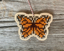 Load image into Gallery viewer, Monarch butterfly laser cut wood cross stitch kit