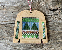 Load image into Gallery viewer, Ugly sweater with Scandinavian design cross stitch ornament kit