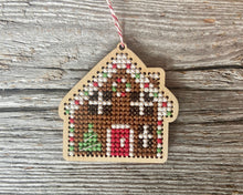 Load image into Gallery viewer, Gingerbread house ornament cross stitch kit