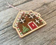 Load image into Gallery viewer, Gingerbread house ornament cross stitch kit