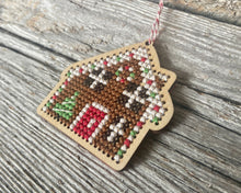 Load image into Gallery viewer, Gingerbread house ornament cross stitch kit