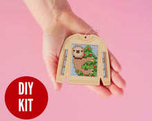 Load image into Gallery viewer, Sally sloth ugly sweater cross stitch kit