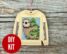Load image into Gallery viewer, Sally sloth ugly sweater cross stitch kit