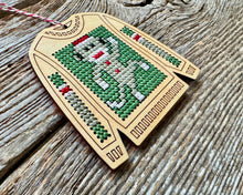 Load image into Gallery viewer, Sock monkey ugly sweater cross stitch kit