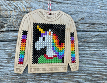 Load image into Gallery viewer, Unicorn sweater cross stitch kit