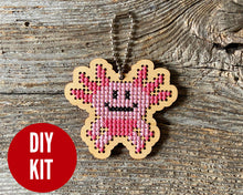 Load image into Gallery viewer, Axel axolotl laser cut wood cross stitch kit