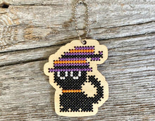 Load image into Gallery viewer, Black cat laser cut wood cross stitch kit