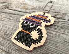 Load image into Gallery viewer, Black cat laser cut wood cross stitch kit