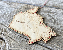 Load image into Gallery viewer, Canada hand-stitched laser cut wood ornament