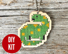 Load image into Gallery viewer, Dinosaur laser cut wood cross stitch kit