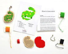 Load image into Gallery viewer, Dinosaur laser cut wood cross stitch kit