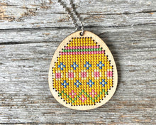 Load image into Gallery viewer, Fancy Easter egg DIY laser cut wood cross stitch kit