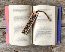 Load image into Gallery viewer, Vintage floral cross stitch wood bookmark kit