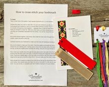 Load image into Gallery viewer, Vintage floral cross stitch wood bookmark kit