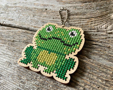 Load image into Gallery viewer, Freddie frog laser cut wood cross stitch kit