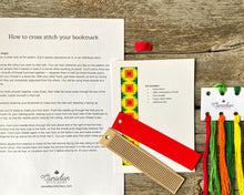 Load image into Gallery viewer, Geometric cross stitch wood bookmark kit