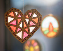 Load image into Gallery viewer, Geometric heart premium sun catcher DIY craft kit