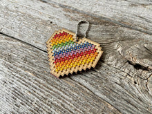 Load image into Gallery viewer, Rainbow heart DIY laser cut wood cross stitch kit