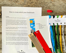 Load image into Gallery viewer, Mountain landscape cross stitch bookmark kit