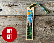 Load image into Gallery viewer, Mountain landscape cross stitch bookmark kit