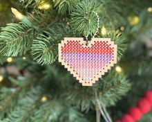 Load image into Gallery viewer, Ombre heart DIY laser cut wood cross stitch kit