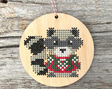 Load image into Gallery viewer, Roncy Raccoon cross stitch ornament kit