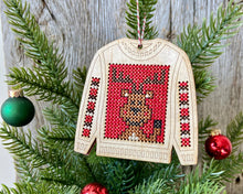 Load image into Gallery viewer, Ugly sweater reindeer ornament kit