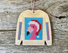 Load image into Gallery viewer, Flamingo ugly sweater cross stitch kit