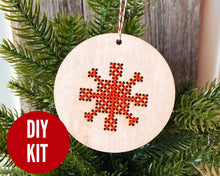 Load image into Gallery viewer, Snowflake DIY cross stitch ornament kit