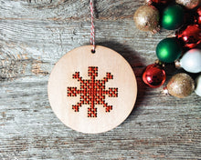 Load image into Gallery viewer, Snowflake DIY cross stitch ornament kit