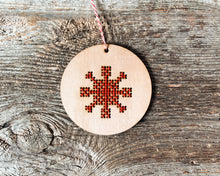 Load image into Gallery viewer, Snowflake DIY cross stitch ornament kit