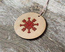 Load image into Gallery viewer, Snowflake DIY cross stitch ornament kit