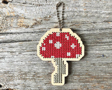 Load image into Gallery viewer, Mushroom/toadstool laser cut wood cross stitch kit