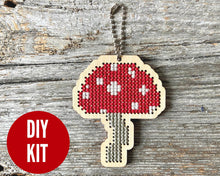 Load image into Gallery viewer, Mushroom/toadstool laser cut wood cross stitch kit