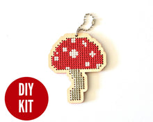 Load image into Gallery viewer, Mushroom/toadstool laser cut wood cross stitch kit