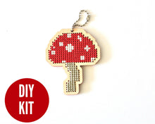 Load image into Gallery viewer, Mushroom/toadstool laser cut wood cross stitch kit