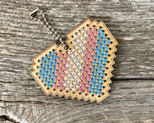 Load image into Gallery viewer, Transgender pride flag heart DIY laser cut wood cross stitch kit