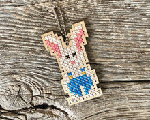 Load image into Gallery viewer, Wee bunny DIY laser cut wood cross stitch kit