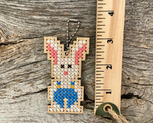 Load image into Gallery viewer, Wee bunny DIY laser cut wood cross stitch kit