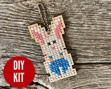 Load image into Gallery viewer, Wee bunny DIY laser cut wood cross stitch kit