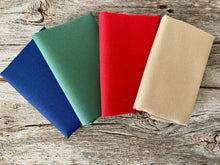 Load image into Gallery viewer, Zweigart 14-Count Aida in red, green, navy blue and "dirty"